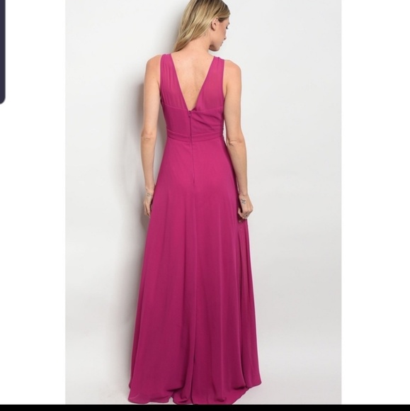 Magenta with rhinestones gown (t12) - Picture 3 of 3